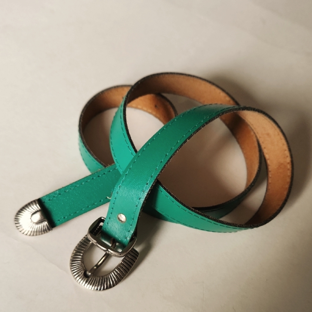 Vintage Turquoise Belt with Silver Buckle